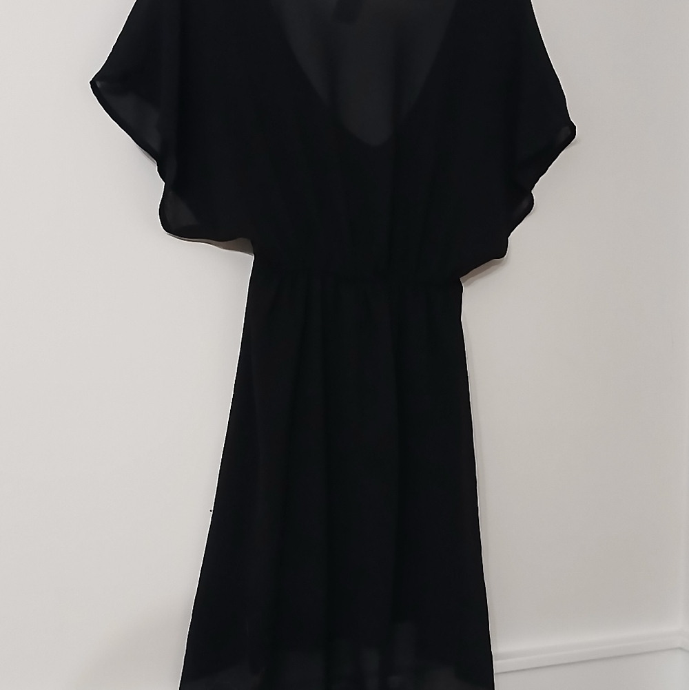 Merona Black Sheer V-Neck Gathered Waist Women's Swim Cover-Up Dress Size:Small - Picture 5 of 6